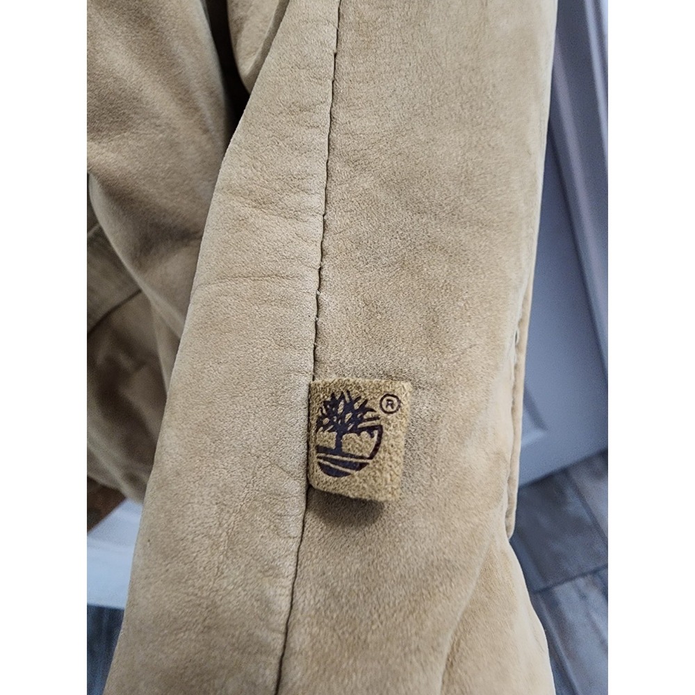 Timberland Leather Gear Jacket XL Tan Genuine Cowhide Quilted Field Coat - Picture 11 of 16
